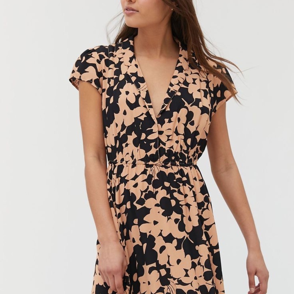 Urban Outfitters Black and Tan Floral Midi Dress - Picture 2 of 7